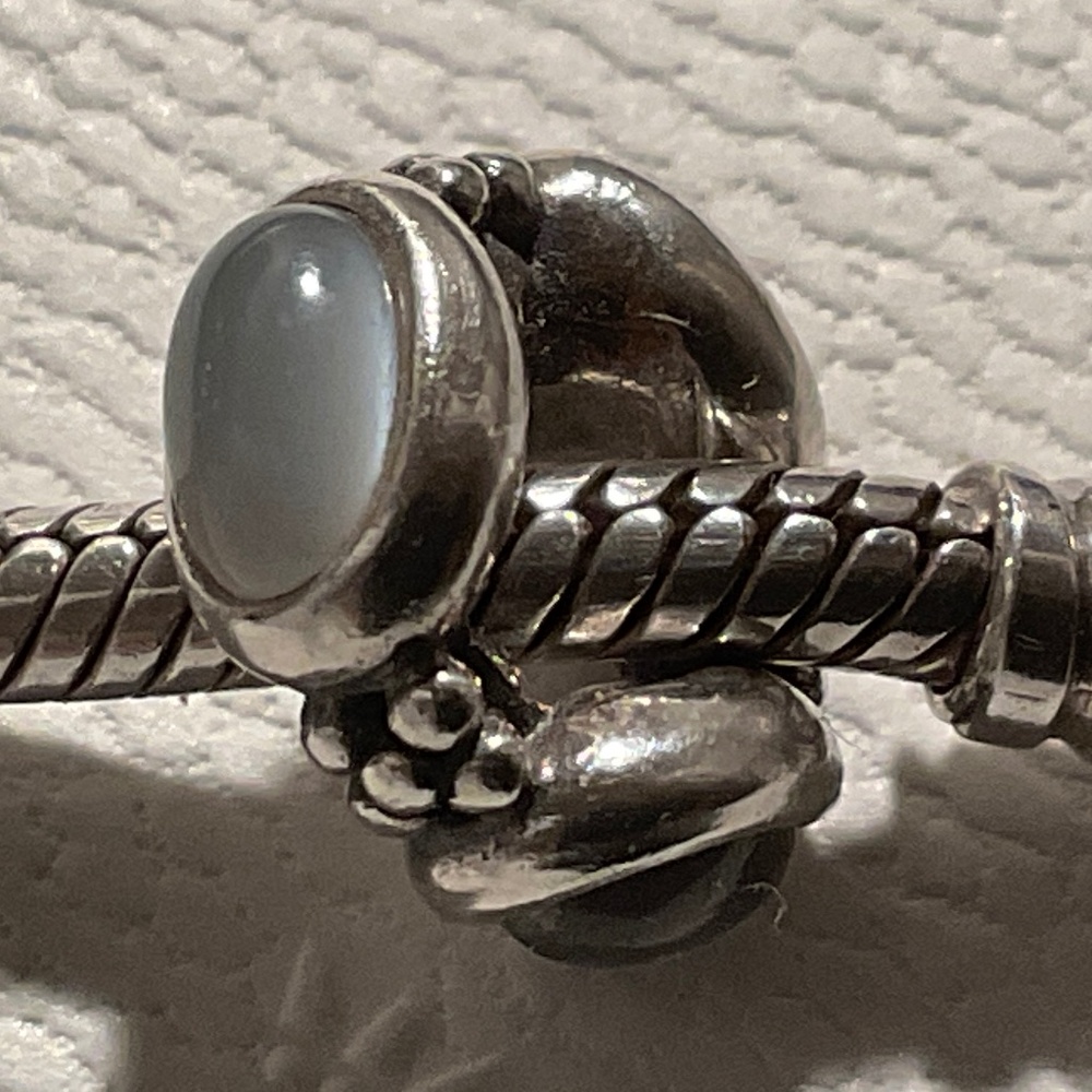 Pandora moonstone cabochon spacer three sided